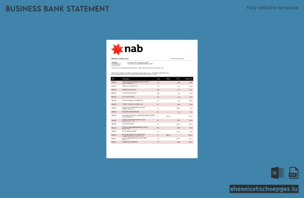 Beispiel eines Kontoauszugs der NAB Bank (Word und PDF)